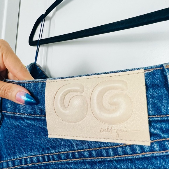 Cult Gaia Mey Wide Leg Jeans High Rise Seam Detail Denim High Waist Pants 29 - Picture 5 of 10